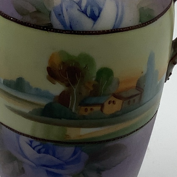 Antique Nippon 6” Hand Painted Purple Vase - Picture 3 of 13